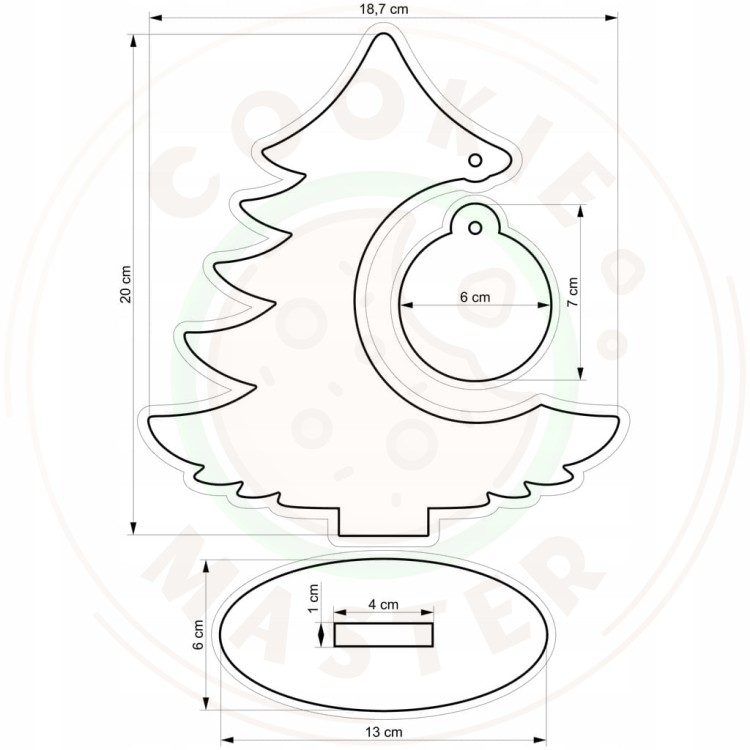 FOREMKA ŚWIĄTECZNA na ŚWIĘTA BOŻE NARODZENIE ZESTAW CHOINKA Z BOMBKĄ 20cm