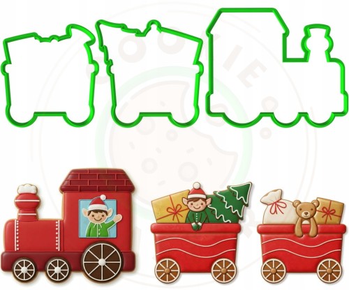 3x FOREMKA ŚWIĄTECZNA BOŻE NARODZENIE POCIĄG Wagoniki CIUCHCIA ZESTAW 3szt