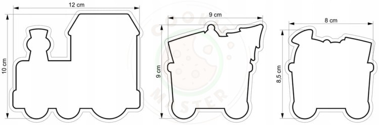3x FOREMKA ŚWIĄTECZNA BOŻE NARODZENIE POCIĄG Wagoniki CIUCHCIA ZESTAW 3szt