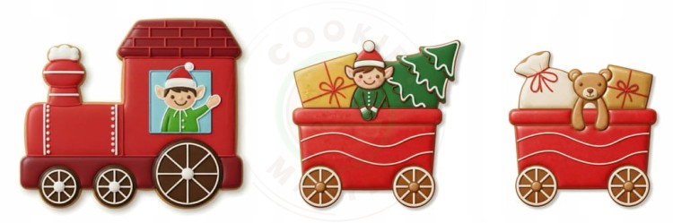 3x FOREMKA ŚWIĄTECZNA BOŻE NARODZENIE POCIĄG Wagoniki CIUCHCIA ZESTAW 3szt
