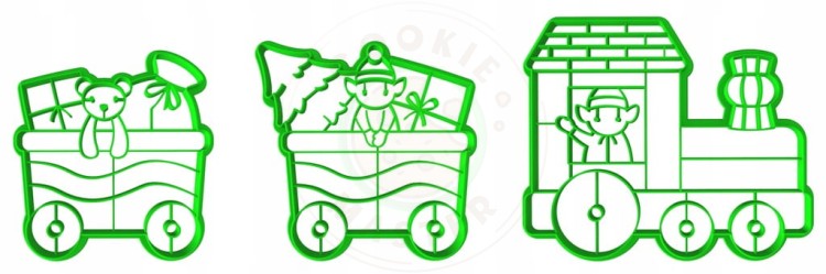 3x FOREMKA ŚWIĄTECZNA BOŻE NARODZENIE POCIĄG Wagoniki CIUCHCIA ZESTAW 3szt