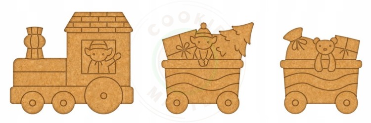 3x FOREMKA ŚWIĄTECZNA BOŻE NARODZENIE POCIĄG Wagoniki CIUCHCIA ZESTAW 3szt