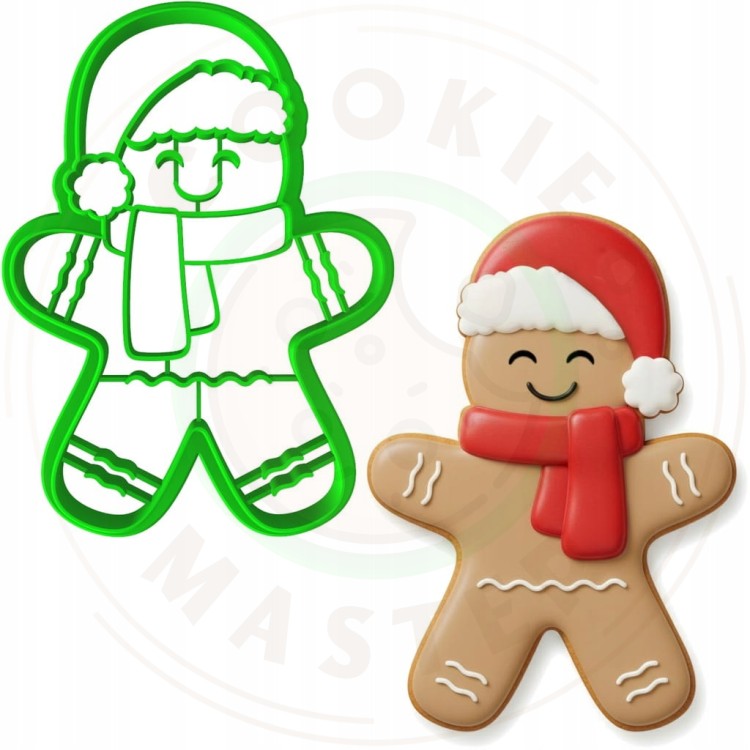 FOREMKA ŚWIĄTECZNA na BOŻE NARODZENIE ŚWIĘTA Piernikowy Ludzik z czapką 9cm