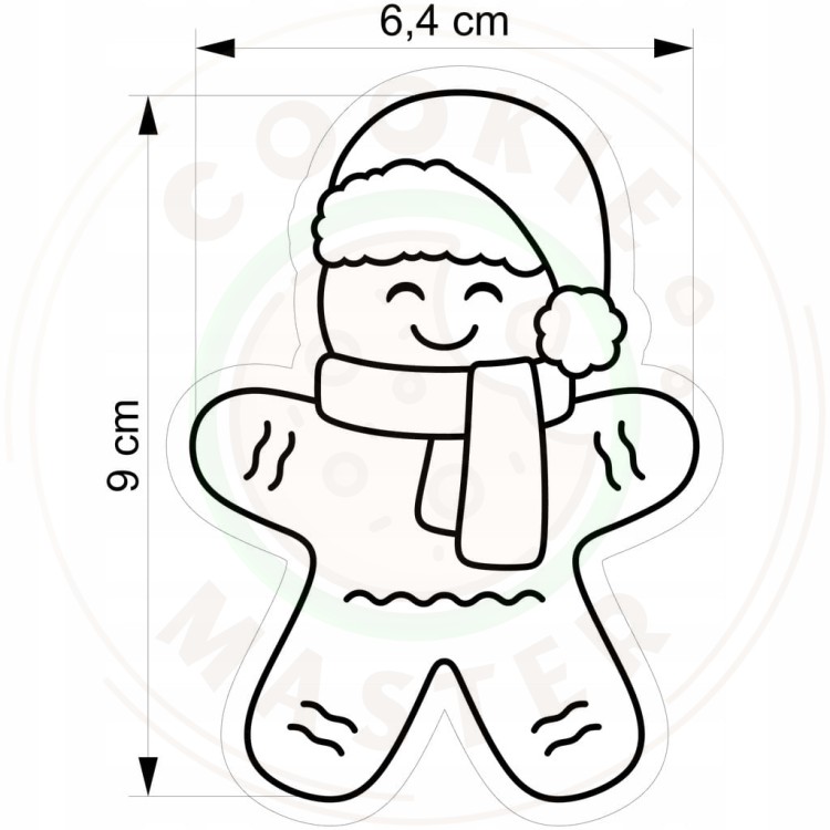 FOREMKA ŚWIĄTECZNA na BOŻE NARODZENIE ŚWIĘTA Piernikowy Ludzik z czapką 9cm