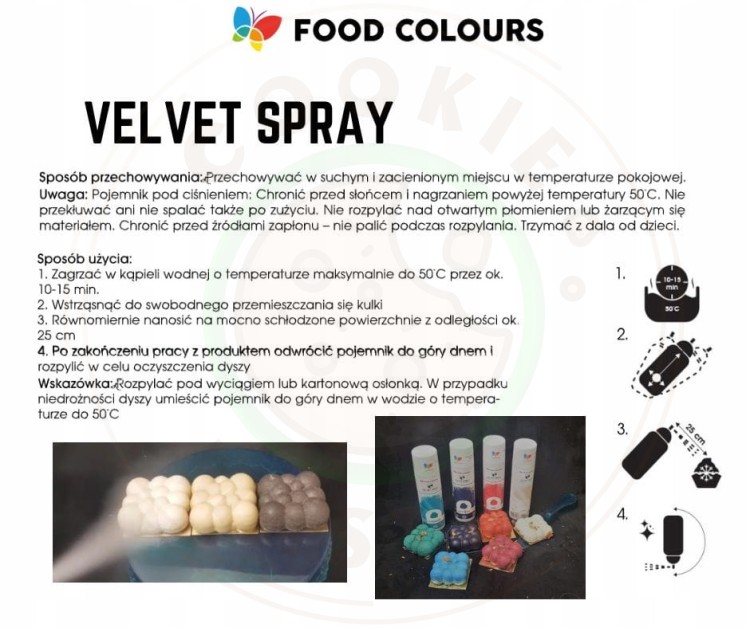 ZAMSZ W SPRAYU JADALNY Barwnik Spożywczy Velvet Spray MALINOWY RÓŻOWY 100ml