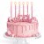 ŚWIECZKI URODZINOWE PROSTE DEKORCYJNE NA TORT RÓŻOWE 6 szt + Happy Birthday