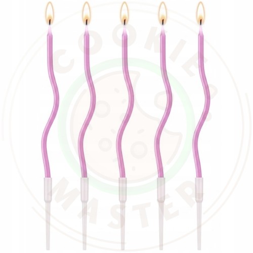 ŚWIECZKI URODZINOWE ŚWIDERKI ZAKRĘCONE DEKORCYJNE NA TORT RÓŻOWE 6 szt.