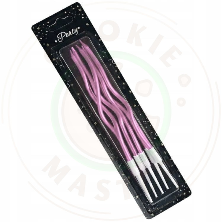 ŚWIECZKI URODZINOWE ŚWIDERKI ZAKRĘCONE DEKORCYJNE NA TORT RÓŻOWE 6 szt.