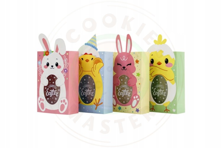 PUDEŁKO WIELKANOCNE PAPIEROWE Z OKIENKIEM NA PREZENTY PIERNIKI KURCZACZEK
