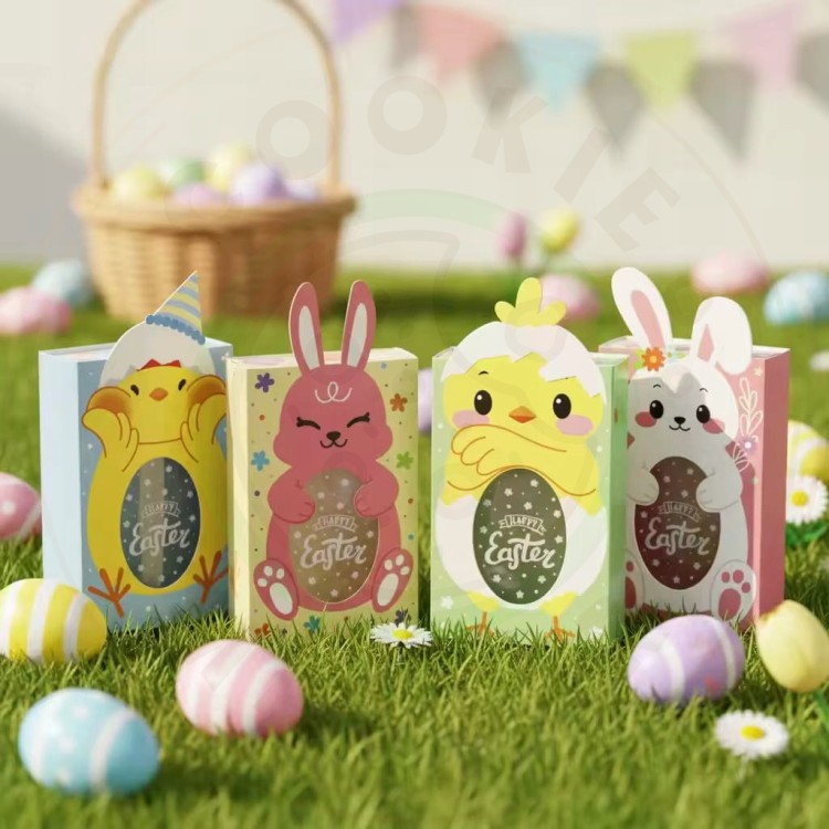 PUDEŁKO WIELKANOCNE PAPIEROWE Z OKIENKIEM NA PREZENTY PIERNIKI KURCZACZEK