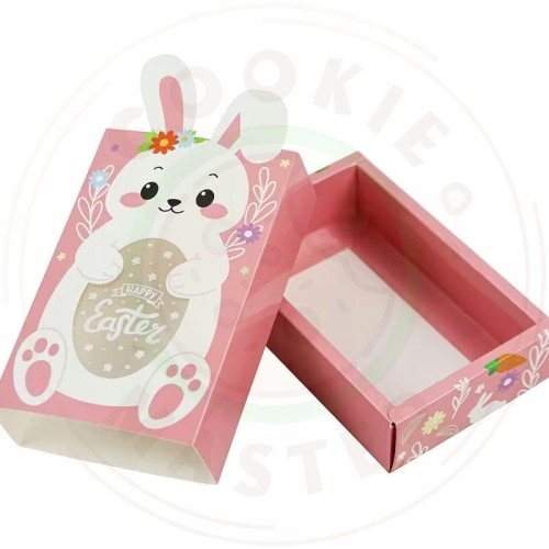 PUDEŁKO WIELKANOCNE PAPIEROWE Z OKIENKIEM NA PREZENTY PIERNIKI - ZAJĄCZEK