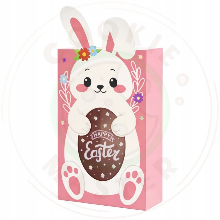 PUDEŁKO WIELKANOCNE PAPIEROWE Z OKIENKIEM NA PREZENTY PIERNIKI - ZAJĄCZEK