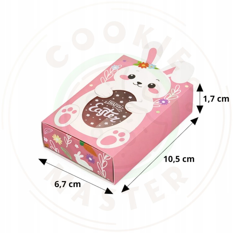 PUDEŁKO WIELKANOCNE PAPIEROWE Z OKIENKIEM NA PREZENTY PIERNIKI - ZAJĄCZEK