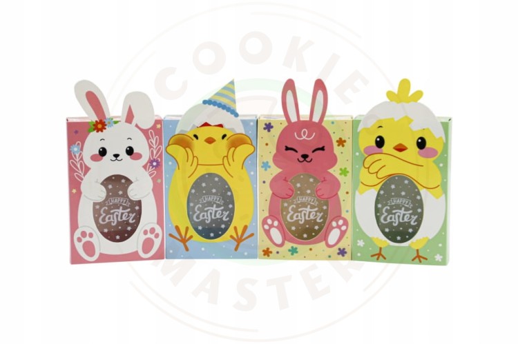 PUDEŁKO WIELKANOCNE PAPIEROWE Z OKIENKIEM NA PREZENTY PIERNIKI - ZAJĄCZEK