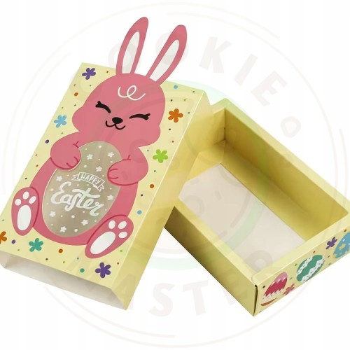 PUDEŁKO WIELKANOCNE PAPIEROWE Z OKIENKIEM NA PREZENTY PIERNIKI - ZAJĄCZEK