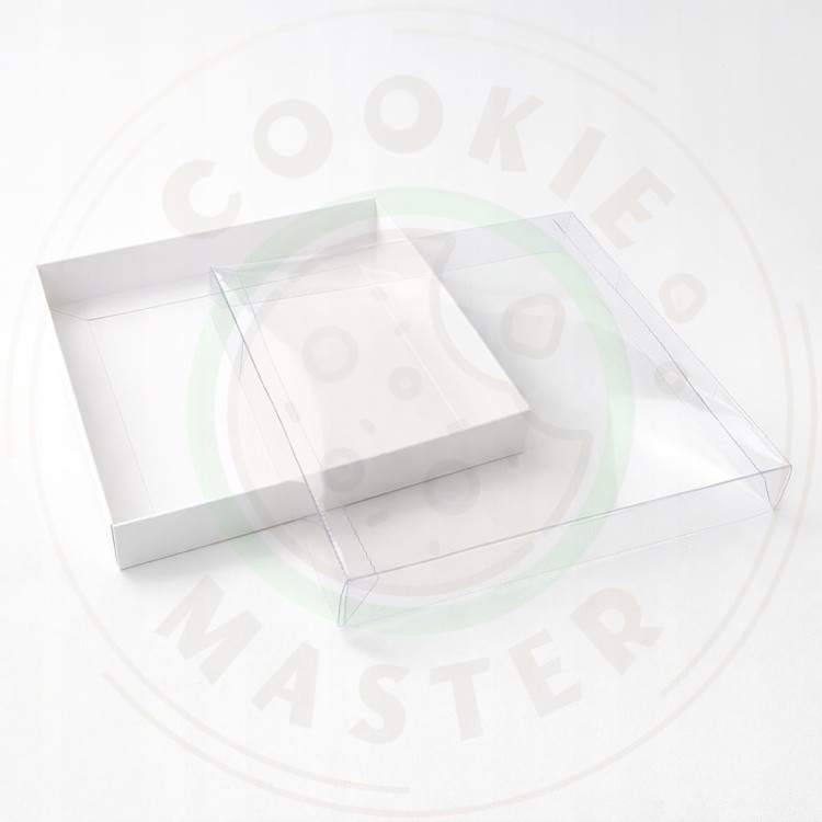 PUDEŁKO PRZEZROCZYSTE KARTONIK NA PREZENTY CIASTKA PIERNIKI BIAŁE 15×15×2cm