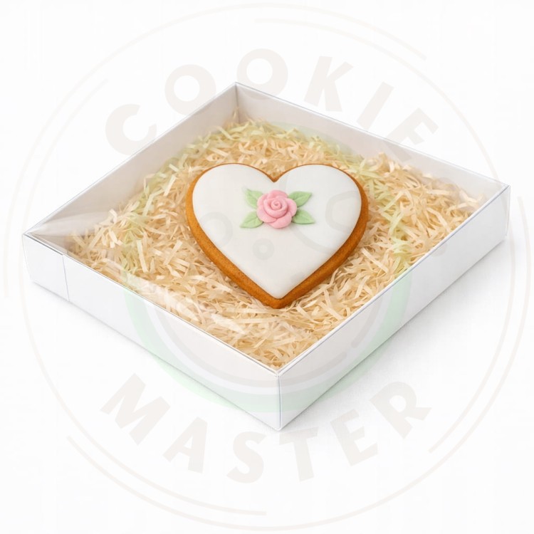 PUDEŁKO PRZEZROCZYSTE KARTONIK NA PREZENTY CIASTKA PIERNIKI BIAŁE 15×15×2cm