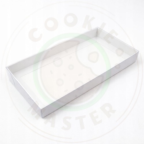 PUDEŁKO PRZEZROCZYSTE KARTONIK NA PREZENTY CIASTKA PIERNIKI BIAŁE 21x11x2cm