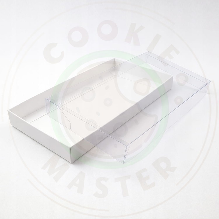 PUDEŁKO PRZEZROCZYSTE KARTONIK NA PREZENTY CIASTKA PIERNIKI BIAŁE 21x11x2cm
