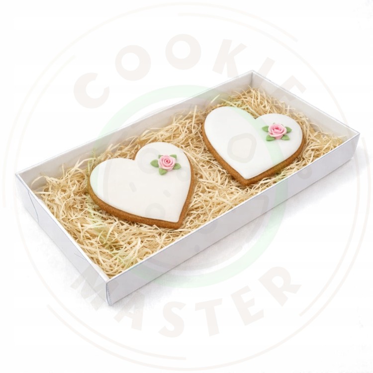 PUDEŁKO PRZEZROCZYSTE KARTONIK NA PREZENTY CIASTKA PIERNIKI BIAŁE 21x11x2cm