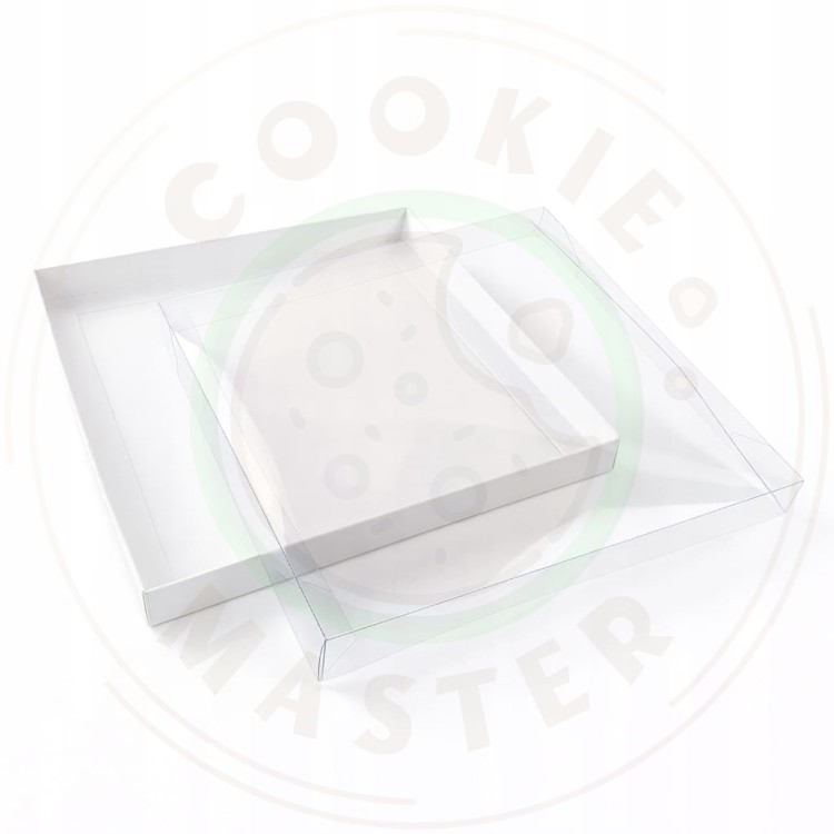 PUDEŁKO PRZEZROCZYSTE KARTONIK NA PREZENTY CIASTKA PIERNIKI BIAŁE 21x21x2cm