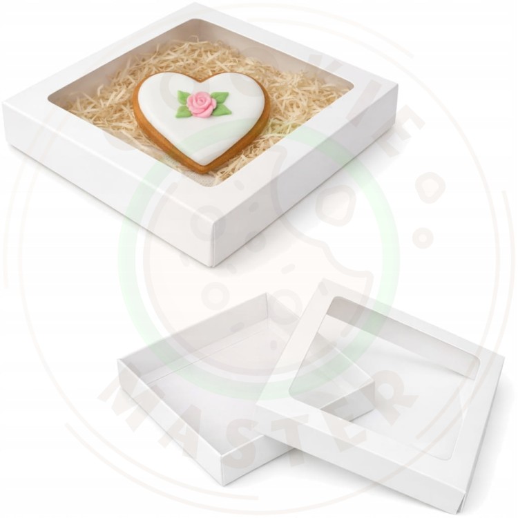 PUDEŁKO KARTONIK Z OKIENKIEM NA PREZENTY CIASTKA PIERNIKI BIAŁE 15×15×2 cm