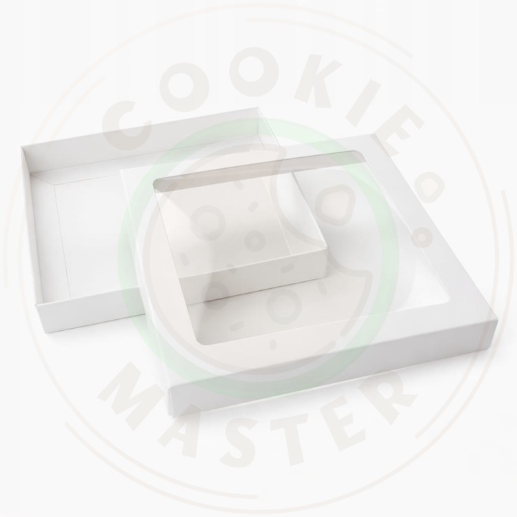 PUDEŁKO KARTONIK Z OKIENKIEM NA PREZENTY CIASTKA PIERNIKI BIAŁE 15×15×2 cm