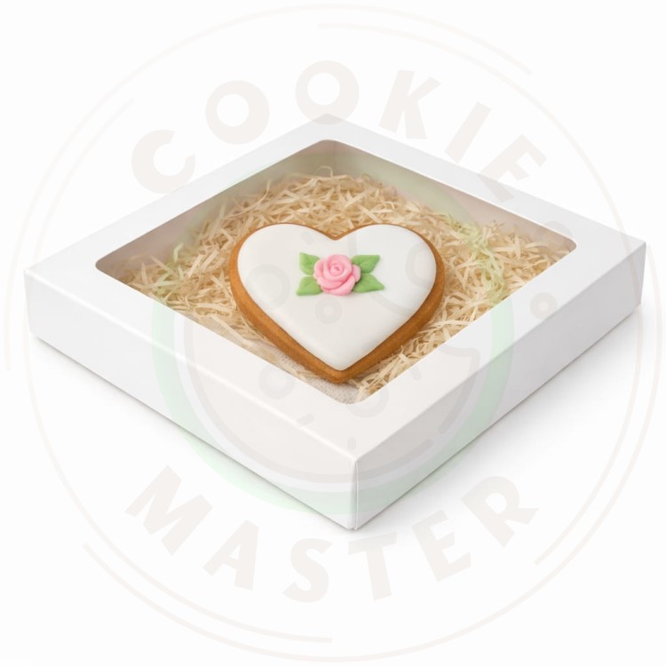 PUDEŁKO KARTONIK Z OKIENKIEM NA PREZENTY CIASTKA PIERNIKI BIAŁE 15×15×2 cm