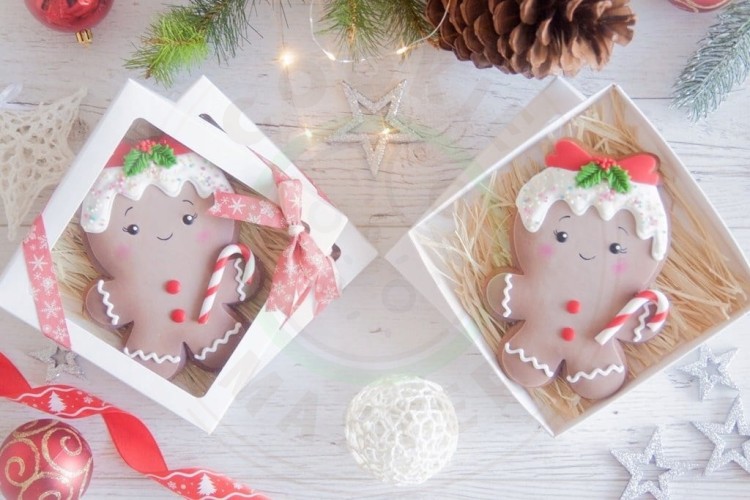 PUDEŁKO KARTONIK Z OKIENKIEM NA PREZENTY CIASTKA PIERNIKI BIAŁE 15×15×2 cm