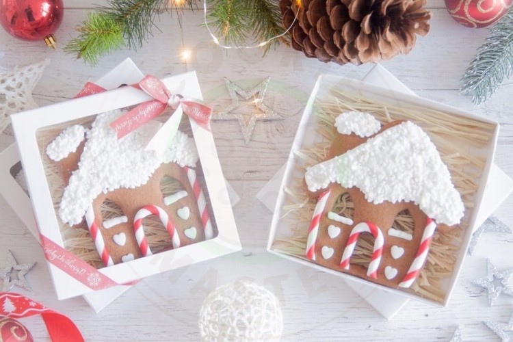 PUDEŁKO KARTONIK Z OKIENKIEM NA PREZENTY CIASTKA PIERNIKI BIAŁE 15×15×2 cm