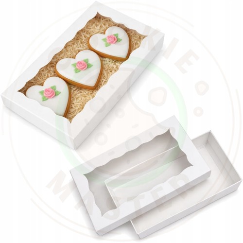 PUDEŁKO KARTONIK Z OKIENKIEM NA PREZENTY CIASTKA PIERNIKI BIAŁE 21x11×2 cm