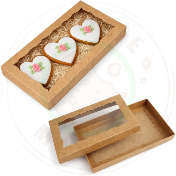 PUDEŁKO KARTONIK Z OKIENKIEM NA PREZENTY CIASTKA PIERNIKI EKO + 21x11×2 cm
