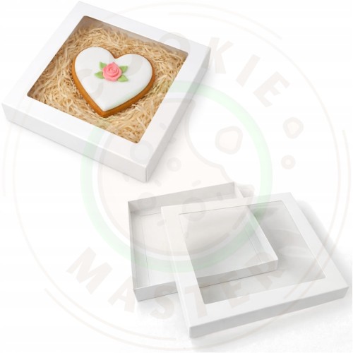 PUDEŁKO KARTONIK Z OKIENKIEM NA PREZENTY CIASTKA PIERNIKI BIAŁE 21x21×2 cm