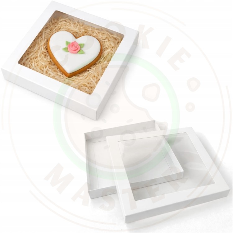 PUDEŁKO KARTONIK Z OKIENKIEM NA PREZENTY CIASTKA PIERNIKI BIAŁE 21x21×2 cm