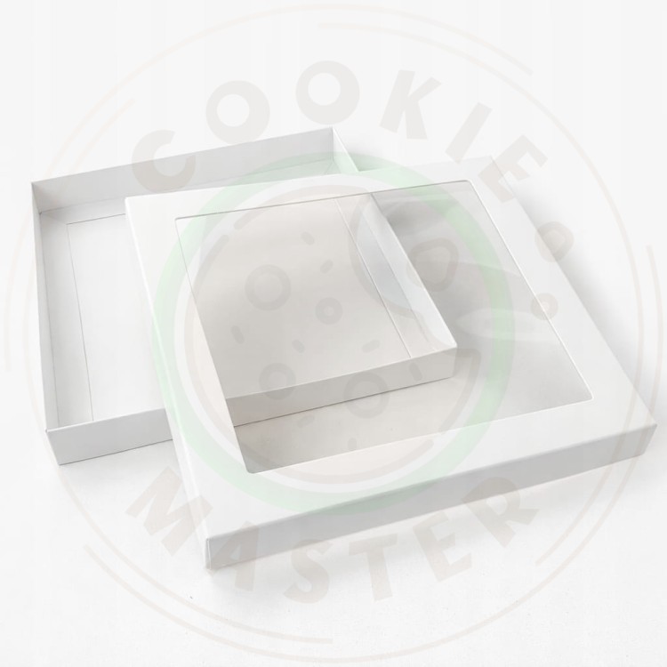 PUDEŁKO KARTONIK Z OKIENKIEM NA PREZENTY CIASTKA PIERNIKI BIAŁE 21x21×2 cm