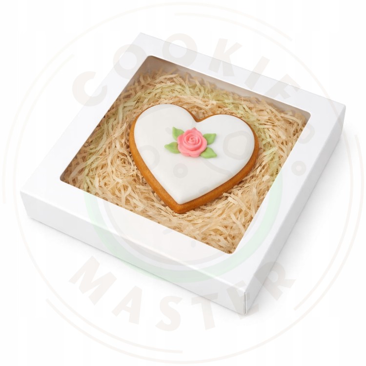 PUDEŁKO KARTONIK Z OKIENKIEM NA PREZENTY CIASTKA PIERNIKI BIAŁE 21x21×2 cm