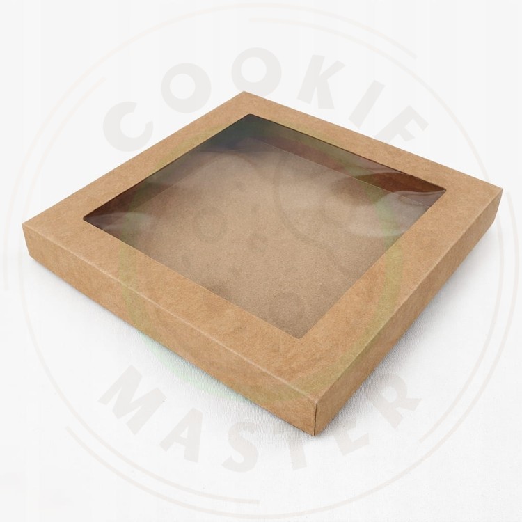 PUDEŁKO KARTONIK Z OKIENKIEM NA PREZENTY CIASTKA PIERNIKI EKO + 21x21×2 cm