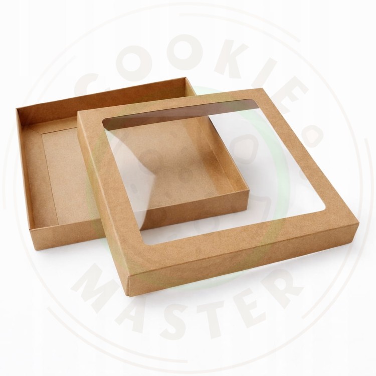 PUDEŁKO KARTONIK Z OKIENKIEM NA PREZENTY CIASTKA PIERNIKI EKO + 21x21×2 cm
