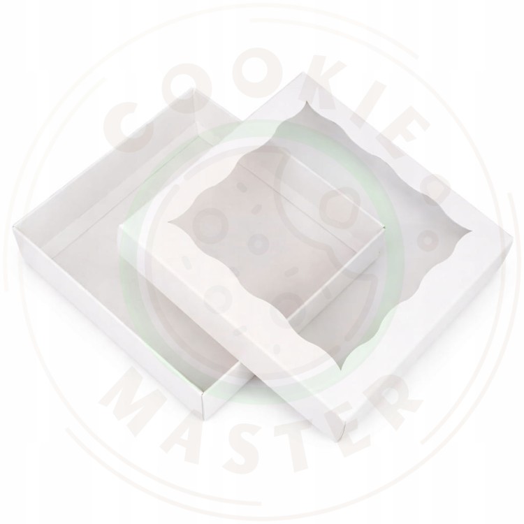 PUDEŁKO KARTONIK Z OKIENKIEM NA PREZENTY CIASTKA PIERNIKI BIAŁE 13×13×2 cm