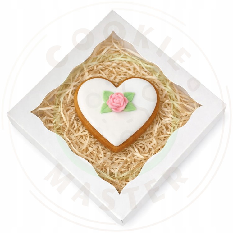 PUDEŁKO KARTONIK Z OKIENKIEM NA PREZENTY CIASTKA PIERNIKI BIAŁE 13×13×2 cm