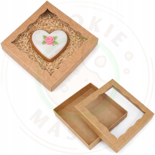 PUDEŁKO KARTONIK Z OKIENKIEM NA PREZENTY CIASTKA PIERNIKI EKO + 13×13×2 cm