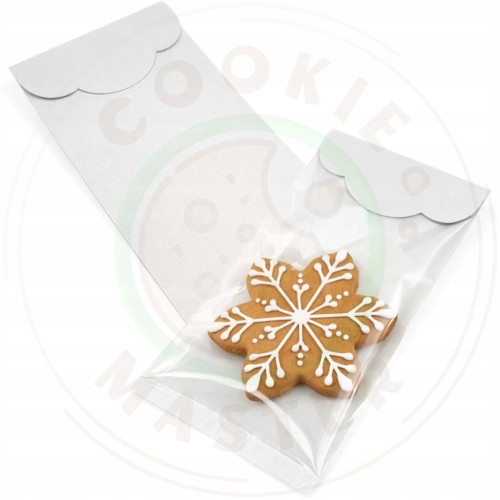 KARTONIK DO WORECZKA OZDOBNY NA PREZENTY CIASTKA PIERNIKI BIAŁY 10x20 cm