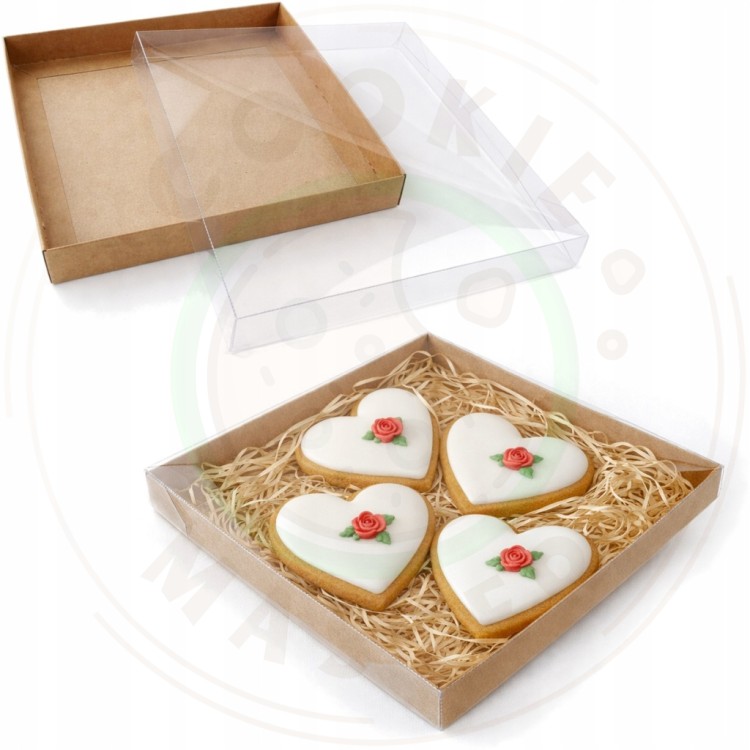 PUDEŁKO PRZEZROCZYSTE KARTONIK NA PREZENTY CIASTKA PIERNIKI EKO + 21x21x2cm