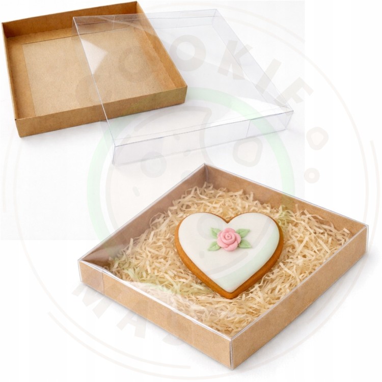 PUDEŁKO PRZEZROCZYSTE KARTONIK NA PREZENTY CIASTKA PIERNIKI EKO + 15×15×2cm