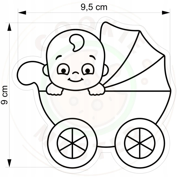 FOREMKA Wykrawacz do Pierników BABY SHOWER Bociankowe BOBAS WÓZEK 9,5cm