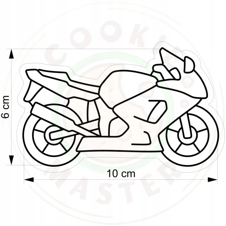 FOREMKA Wykrawacz do Pierników Pojazdy Motor MOTOCYKL Ścigacz 10cm +Przepis