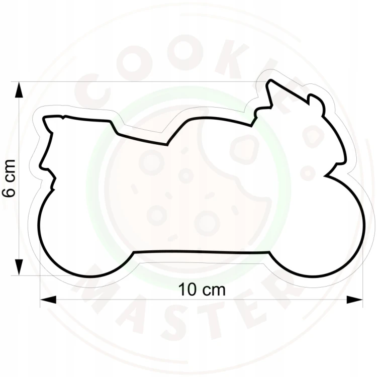 FOREMKA Wykrawacz do Pierników Pojazdy Motor MOTOCYKL Ścigacz 10cm +Przepis