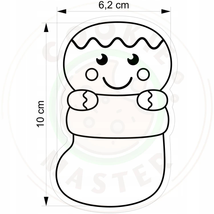 FOREMKA ŚWIĄTECZNA ŚWIĘTA BOŻE NARODZENIE - Piernikowy ludzik Skarpeta 10cm
