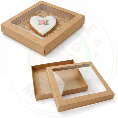 PUDEŁKO KARTONIK Z OKIENKIEM NA PREZENTY CIASTKA PIERNIKI EKO + 10x10x2 cm